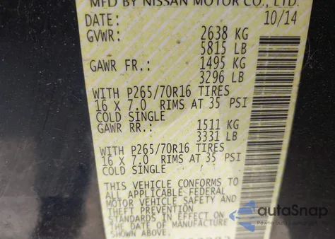 2015 Nissan Frontier Sv from USA, damaged, VIN 1N6AD0EV9FN723982
